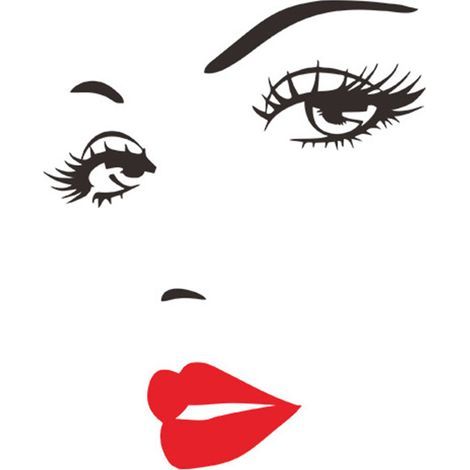 Sticker mural imperméable et amovible - motif visage et lèvres rouges -décoration du salon et de la chambre à coucher (1/5)