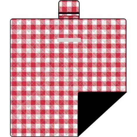 Couverture de pique-nique YSTP 200x200cm rouge, imperméable et lavable pour camping et extérieur (1/4)