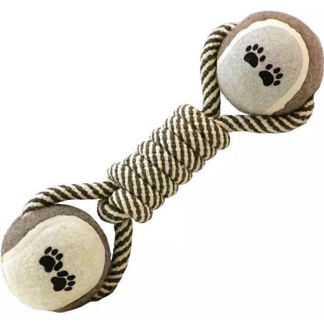 Juguete masticable de cuerda para perros con pelotas de tenis: juguete dental duradero para cachorros y perros pequeños y grandes.