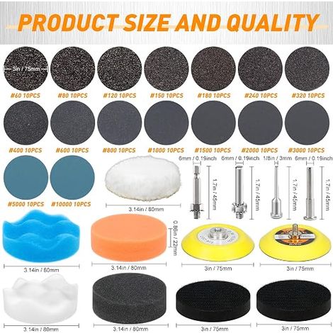 Sanding Paper 75 mm Grit 60 80 120 150 180 240 320 400 600 800 1000 1500 2000 3000 5000 10000 Sanding Disc Kit Renovation Lighthouse (1/4)