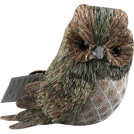 Künstliche Stroh-Eule als Ornament, Tierfigur, handgefertigt