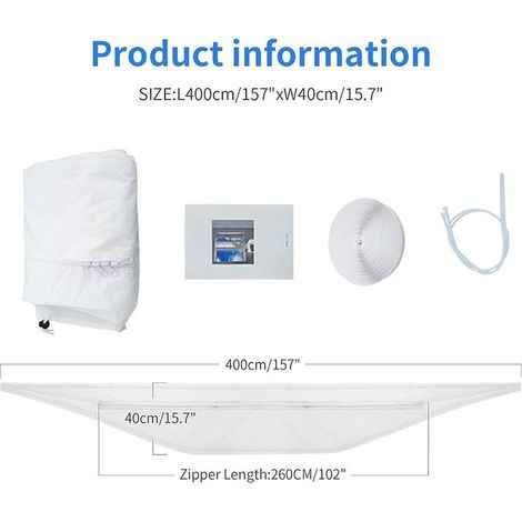 Bande d'étanchéité pour Climatisation Portable 4m, Bâche de Fenêtre à Double Trou Universelle, Isolant Thermique Anti-Fuite d'Air pour Tuyau Unique ou Double (1/5)