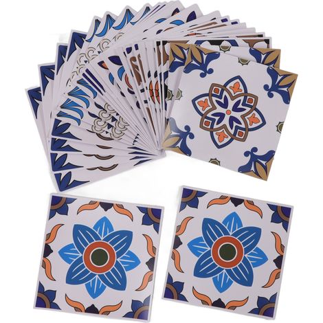 Lot de 24 stickers carrelage pour crédence de cuisine, imperméables, en PVC résistant à l'huile, 15 x 15 cm, décoration intérieure (1/5)