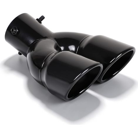 Embout d'Échappement Universel Double Sortie Plier en Acier Inoxydable, Diamètre Extérieur 63 mm, Réglable pour Tuyaux de 35 à 58 mm (Noir Brillant) (1/5)