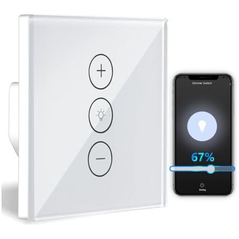 Gradateur, variateur de lumière WiFi à fonction de pourcentage avec fonction de minuterie, variateur d'éclairage encastré à commande vocale WLAN