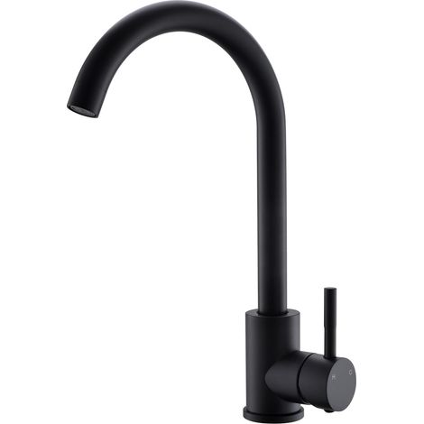 1 Robinet Cuisine Acier Inoxydable Rotation 360° Finition Noire Mitigeur Évier Design Moderne (1/5)