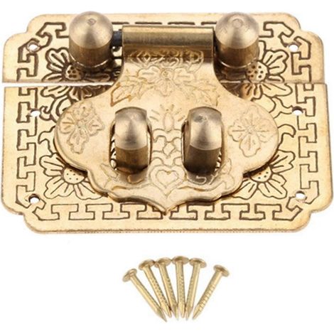 Vintage Messing-Schachtelverschluss 50 x 40 mm, antiker Bronze-Knebelverschluss für Schmuckkästchen, Truhen oder Schränke (1/5)
