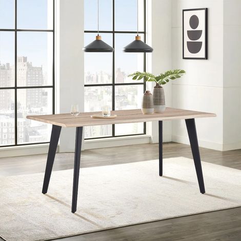 Dining Table, 140x80x75cm Kitchen Dining Table, 4 Seater Rectangular Dinner Tables with Metal Legs,Oka (1/5)