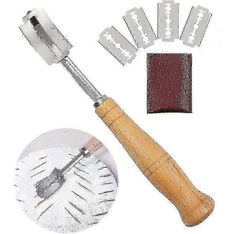 Outil de précision pour inciser la pâte, lame à pain artisanale en acier inoxydable avec manche ergonomique, couteau à inciser la pâte pour la fabrication du pain. (1/4)