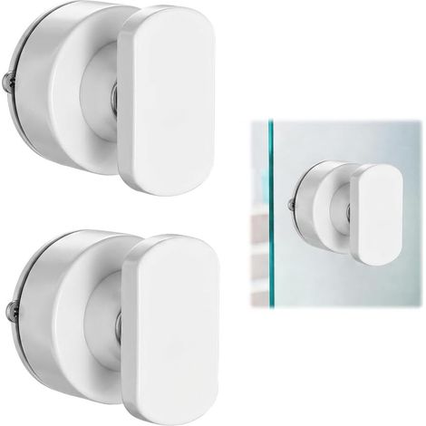 2Pcs Poignée Ventouse Poignées de Porte à Ventouse Blanc Poignée Porte pour Portes Fenêtres Armoires Poignées à Salle de Bain Cuisine sans Percer (1/5)