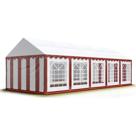 Tendone per feste 5x10 m PVC rosso-bianco 100% impermeabile Gazebo da giardino Tendone da esterno Tenda party