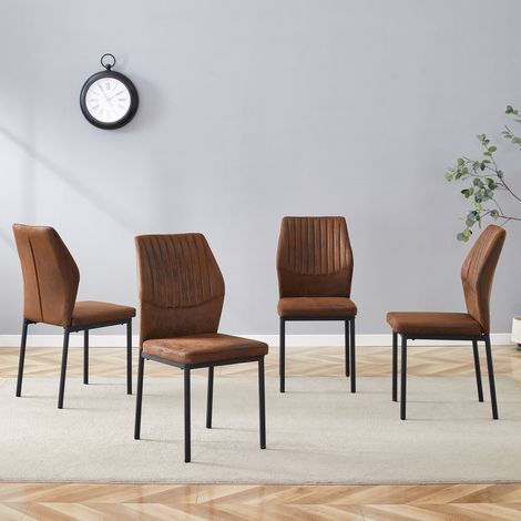 Chaises salle manger lot de 4 tissu métal marron noir OKMYHOME (1/5)