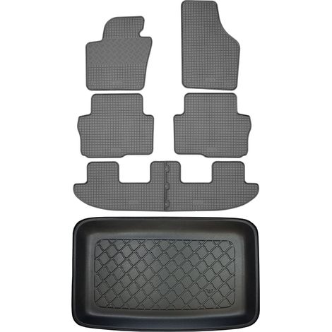 Ensemble de tapis de sol en caoutchouc pour Seat Alhambra II VAN (5 portes) à partir de septembre 2010 + tapis de coffre (1/5)