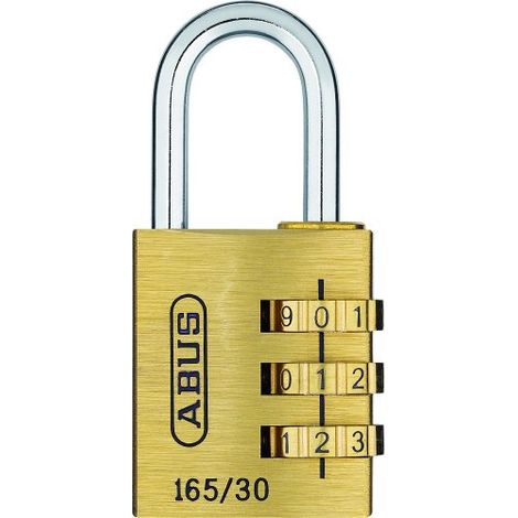 ABUS Serratura a combinazione 165/30 - lucchetto in ottone - con codice numerico regolabile individualmente - serratura per valigia/serratura per armadietto - ABUS -Livello di sicurezza 3 (1/4)