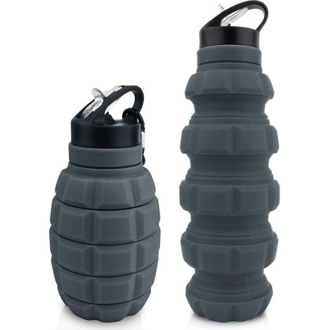 Die faltbare Grenade-Trinkflasche (580 ml) ist BPA-frei, auslaufsicher, aus lebensmittelechtem Silikon gefertigt und eignet sich ideal zum Radfahren, für Sport und festliche Anlässe. Sie verfügt über (1/5)