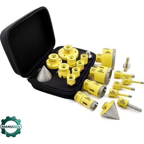 Manuzen - Kit de forets diamant carrelage M14 6–68 mm – 10 pièces – Filetage M14 (1/5)