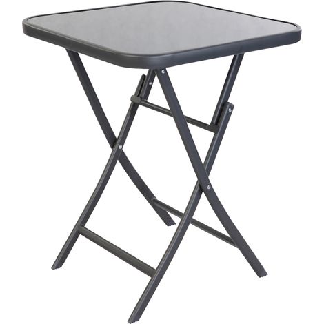 Bistroklapptisch Eckig mit Glasplatte Grau 60x60cm-MMC4600T