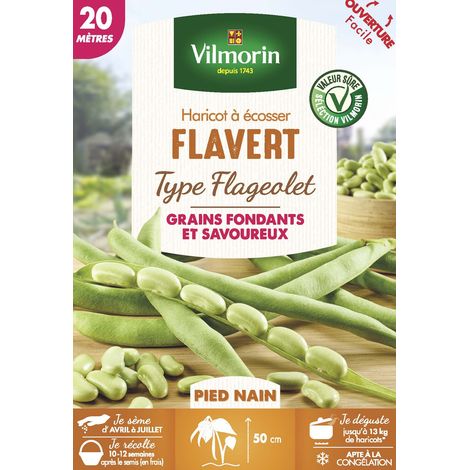 Vilmorin Haricot Nain à Ecosser Flavert (type Flageolet) - 20 m (1/2)
