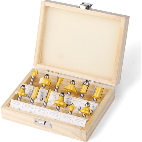 Coffret 12 fraises à défoncer TCT 1/4", 251678, pour travail du bois (1/4)