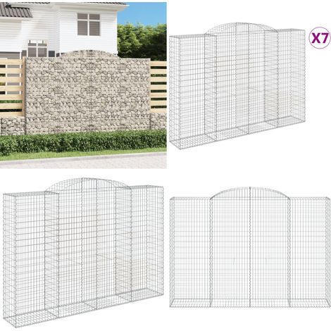 Gabionen mit Hochbogen 7 Stk. 300x50x200/220cm Verzinktes Eisen - Gabionen - Gabionenwand - Gartendeko - Ziergarten - Zaun - Home & Living (1/5)