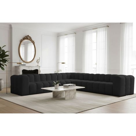 Ecksofa Designersofa SOLVIE XL in Stoff Tiffani Schwarz Seite Universal