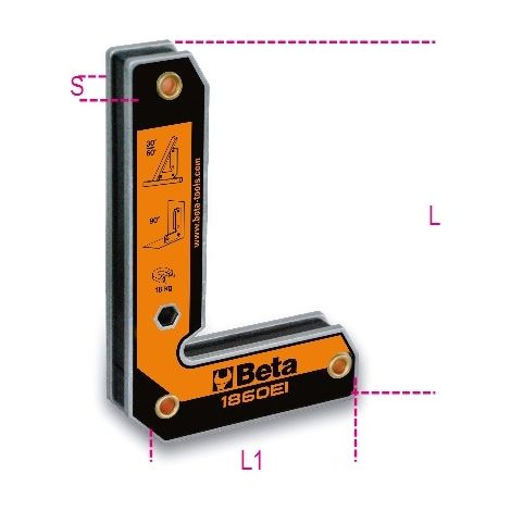 SQUADRA MAGNETICA A 90° - POTENZA MAX 18Kg - Smussi angolo da 30° e 60° - 1860EI (1/3)