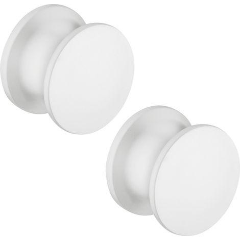 2x Bouton poussoir serrures espagnolettes ou en applique pour épaisseur 13-19mm Verrou Push-lock Caravane Bateau, plastique blanc (1/3)