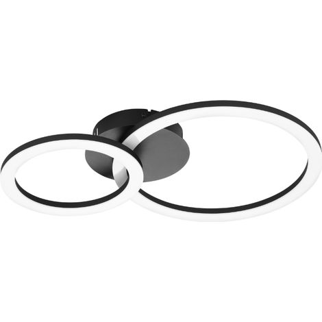 Plafoniera Moderna Parrapos-Z 2 Led Acciaio Nero Diffusori Tondi (1/3)