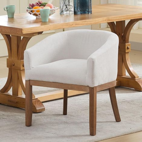 Chaise de salle à manger, en chenille, avec Chaises d'appoint de 19 po de large pour salonaccoudoirs et pieds en bois, style moderne, beige (1/5)