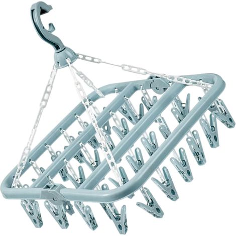 Clothes Hanger Capacity 32 Clips Multiple Space Folding Efficient Drying Rack for Apartments Foldable Pink Airer Home