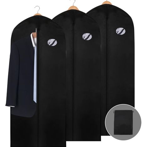 Lot de 3 sacs à vêtements 150 x 60 cm, avec sac à chaussures, pour robe de mariée, costumes et manteaux, protection anti . (1/5)