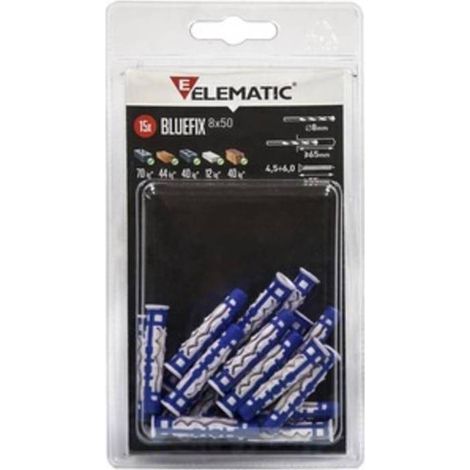 10 x ELEMATIC BLISTER TASSELLO BLUEFIX 8X50 VITE 10+10 PZ
