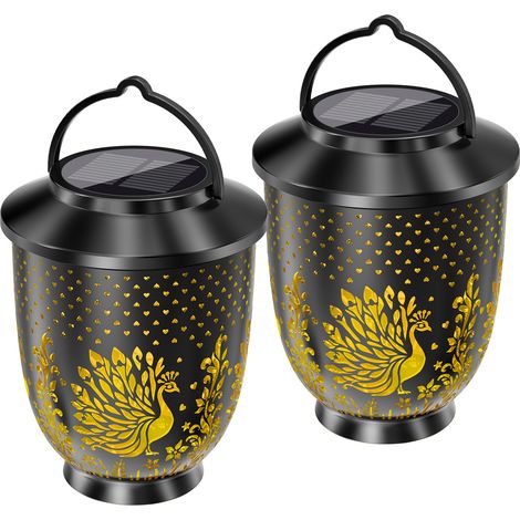 2er-Pack Pfauen-Solarlaternen – Wasserdicht – Zum Aufhängen – Außendekoration – Für Terrasse, Garten, Hinterhof und Veranda (1/5)