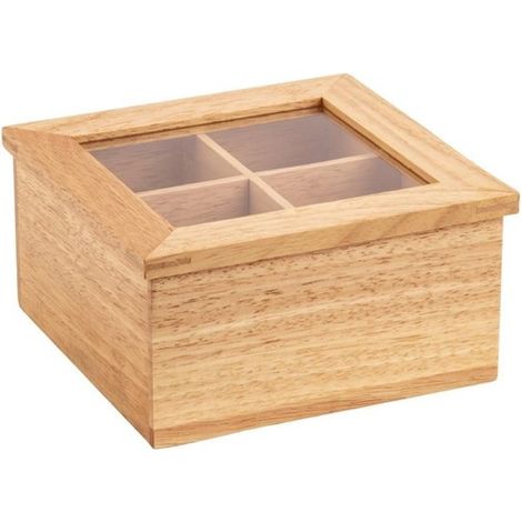 Mini boîte à thé en hévéa - Ref GL089 - Olympia (1/4)
