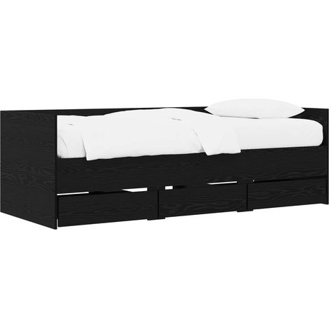 Bed Frame with Storage Black Oak 80 x 200 cm Engineered Wood vidaXL