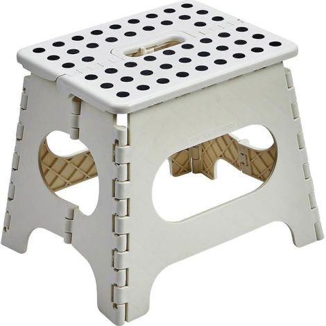 Tabouret en plastique Kokkur avec verrou de sécurité 28 cm blanc