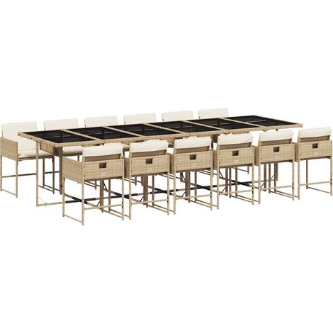 Garden Dining Set Beige, Cream white, Black vidaXL