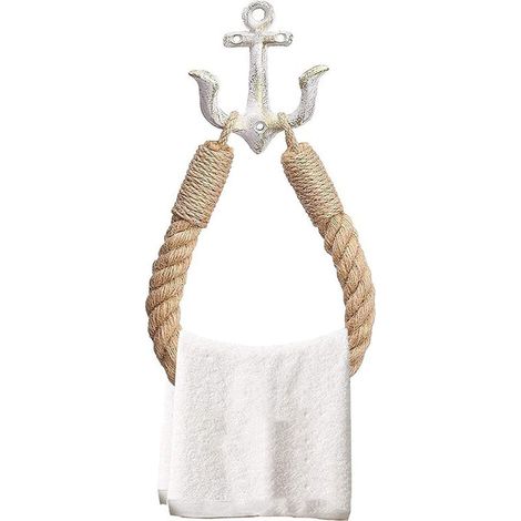 Hand Woven Bathroom Towel Rack, Wall Mounted Towel Rack, Hemp Rope Towel Rack Can Also Be Used For Toilet Paper Holder, Curtain Tiebacks,Silver (1/4)