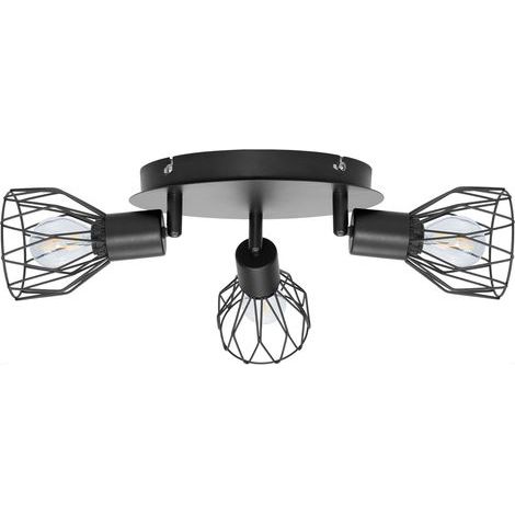 Metal ceiling light 3 spots, E12, 110V, 9.19 x 9.30 cm, black (1/5)
