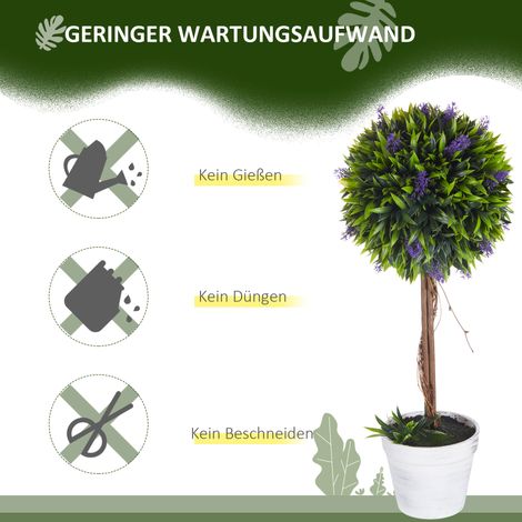 Lot de 2 Lavandes Artificielles 60cm avec Pot, Plante Fausse en Tige, Décor Vert avec Mousse Synthétique pour Intérieur et Extérieur (1/5)