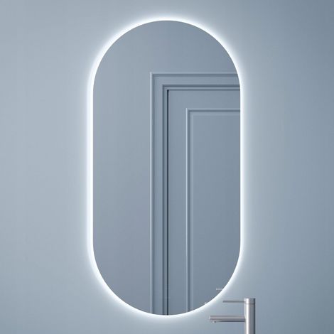 Monroe LUNA ovaler Spiegel Weiß 100x40 cm mit LED-Beleuchtung