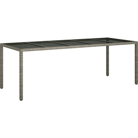 vidaXL Gartentisch Grau 250x100x75 cm Hartglas und Poly Rattan