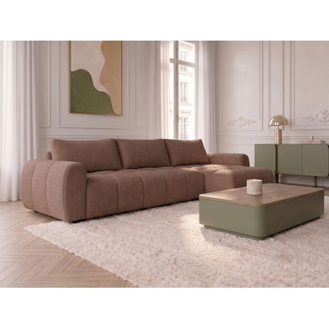 BOBOCHIC - Canapé d'angle réversible convertible coffre FUJI ouverture express tissu chiné Réversible Rouge (1/5)