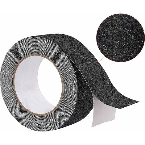 Bande Antiderapante Escalier 5 m x 2,5 cm, Ruban Adhésif Antidérapant Noir, Bande Adhesive Antiderapante pour Extérieur et Intérieur, Scotch Antiderapant Ruban Antidérapant Imperméable (1/5)