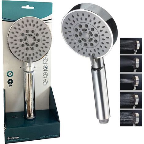 Doccino Doccetta Rotondo Ø105mm con 5 Getti in ABS Anticalcare Attacco 1/2" (1/5)