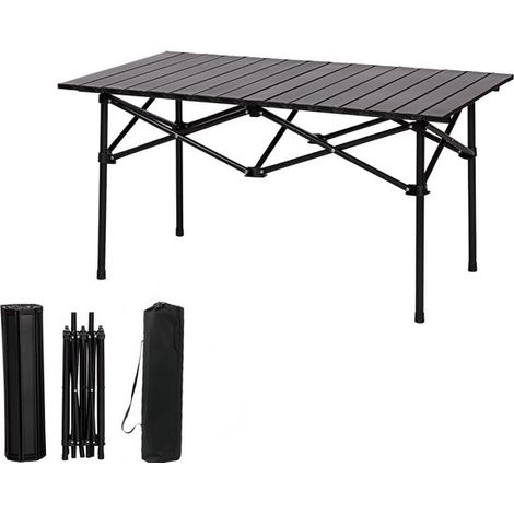 Mesa plegable, Mesa plegable para exteriores, Mesa plegable para camping, Estructura de acero al carbono, 1205050 cm, picnics, etc, Color negro (1/5)