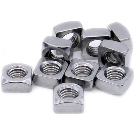 Écrou carré M10 (10 mm) (chanfreiné) – Acier inoxydable (A2) (lot de 20)dengyank (1/3)