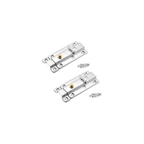 Set di 2 serrature di sicurezza in acciaio inox da 4 pollici con viti per tutti i tipi di porte interne (rimbalzo automatico) - Crezuo