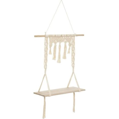 Étagère Murale en Bois "Macramé" 80cm Ivoire (1/3)