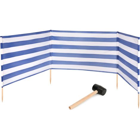 Garronda Paravent Plage Coupe-Vent Camping Brise-Vent avec Marteau en Caoutchouc GAEX001 (Rayures, 4 m)